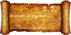 Kustyán Tivadar névjegykártya